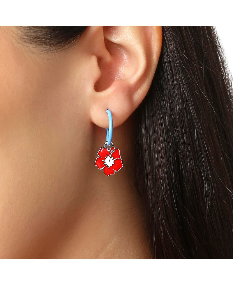 Disney Stitch Charm Hoop Earring Set, 1 Hoop with 3 Interchangeable Charms, Silver Tone