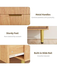 gaomon 5 Drawer Dresser for Bedroom, 29.5" Wood Chest of Drawers, Fluted Dresser with Metal Handle, Large Capacity Organizer for Hallway