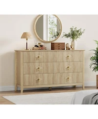 gaomon Dresser for Bedroom with 6 Drawers, 54 in Extra Wide Modern Chest of Drawers with Metal Handle, Dresser Tv Stand