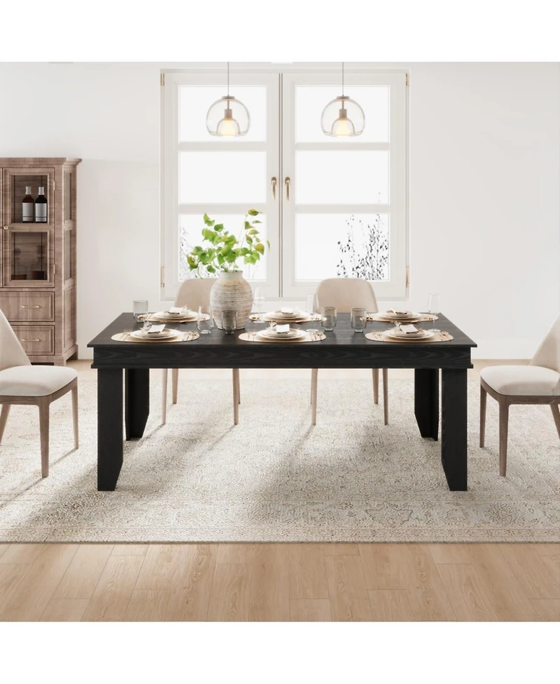 gaomon 71" Dining Table for 6 to 8, Wood Rustic Kitchen with Eadge Trim, Large Rectangular Dinner Room, Home Office, Livin