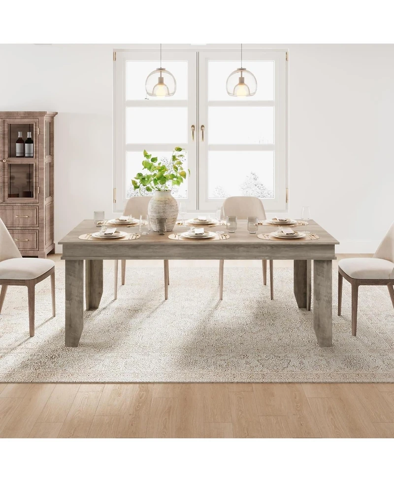 gaomon 71" Dining Table for 6 to 8, Wood Rustic Kitchen with Eadge Trim, Large Rectangular Dinner Room, Home Office, Livin
