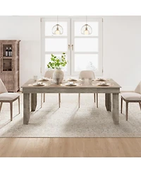 gaomon 71" Dining Table for 6 to 8, Wood Rustic Kitchen with Eadge Trim, Large Rectangular Dinner Room, Home Office, Livin