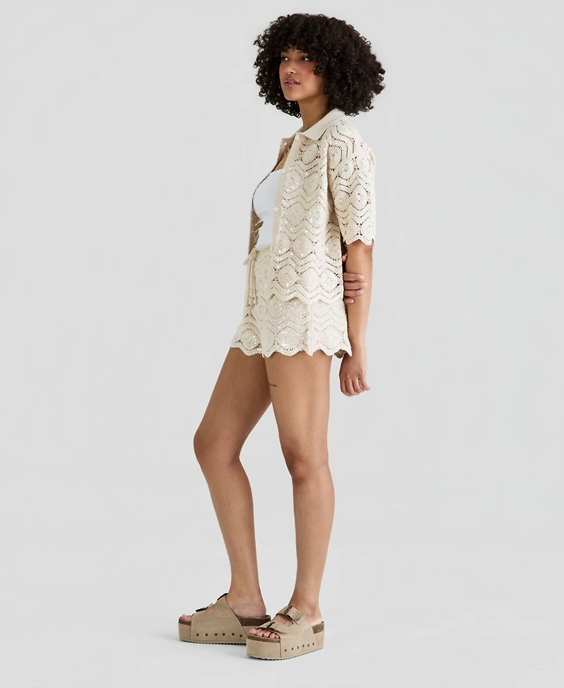 And Now This Women's Sequin Embellished Crochet Shorts, Macy's Exclusive