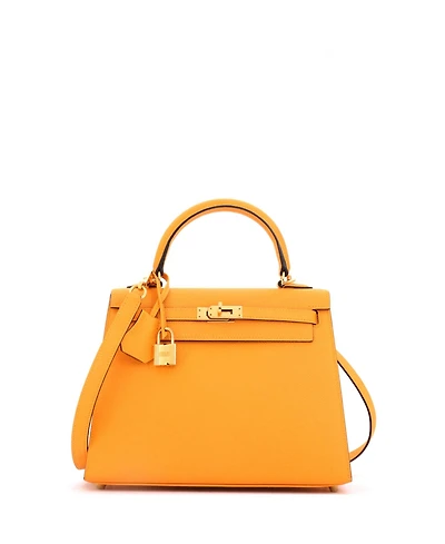 Pre-Owned HERMES Kelly 25 Handbag Yellow Epsom with Gold Hardware