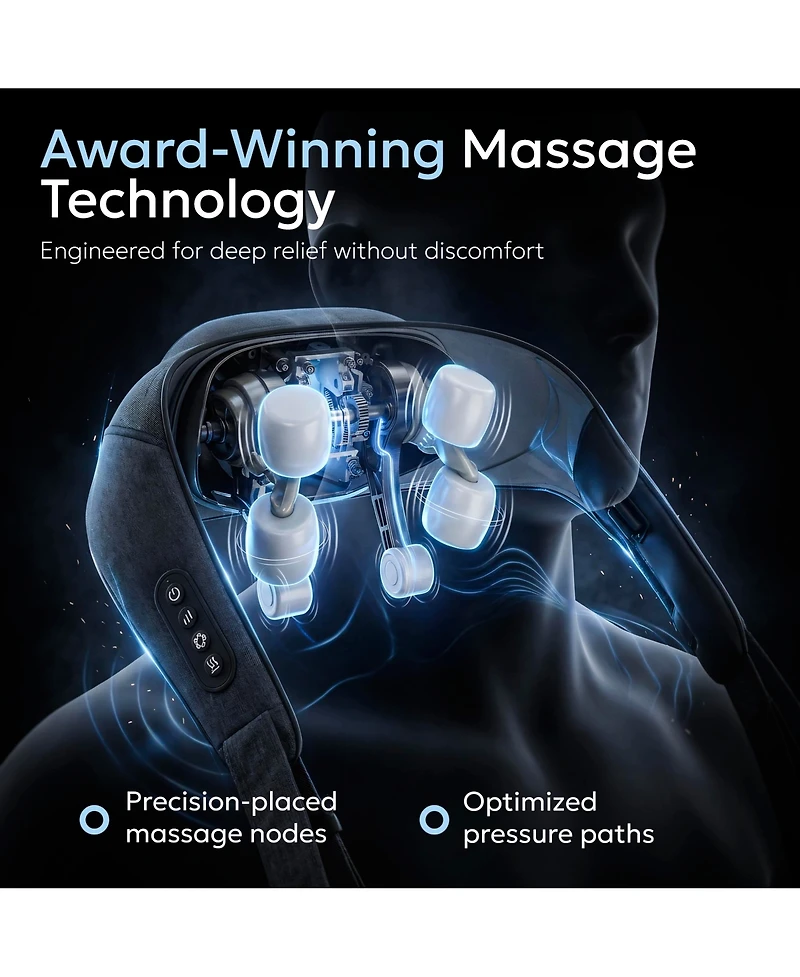 Miko Wave Heated Neck & Back Massager with Heat, Cordless and Hands-Free