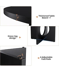 gaomon Round Dining Table, 47inch Kitchen Table for 4-6 People, with Wooden Base Tables Room, Kitchen, Living