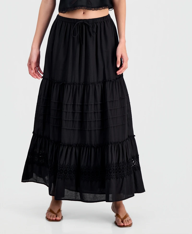 And Now This Juniors' Cotton Tiered Tie-Waist Maxi Skirt, Macy's Exclusive