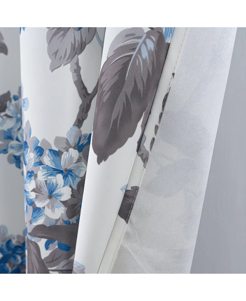 Olivia Gray 100% Polyester 200 Gsm Hydrangea Printed Blackout Grommet Curtain Panel 54" x 84"