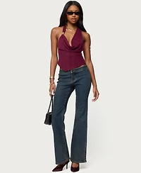 Edikted Women's Mimi Asymmetric Textured Mesh Halter Top