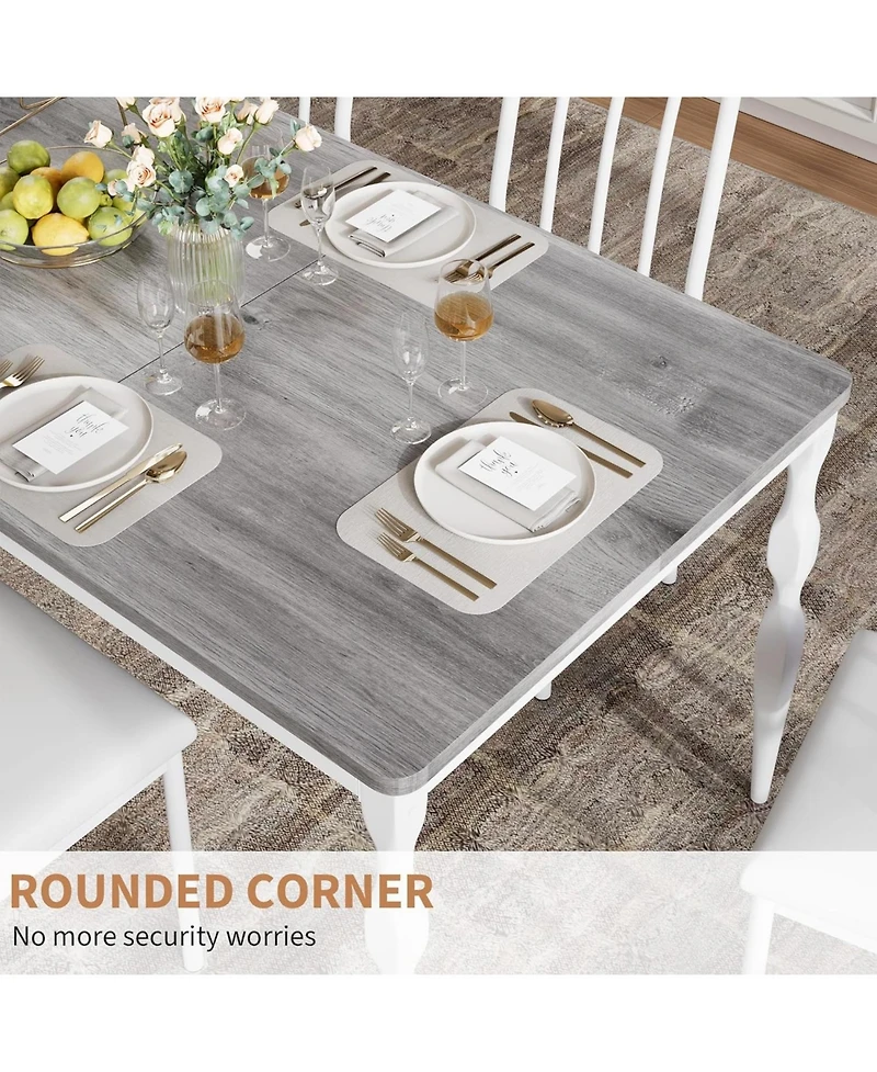 gaomon 71 Farmhouse Dining Table for 4–8, Rectangular Rustic Kitchen with Sturdy Metal Legs and 30mm Scratch Resistant Top