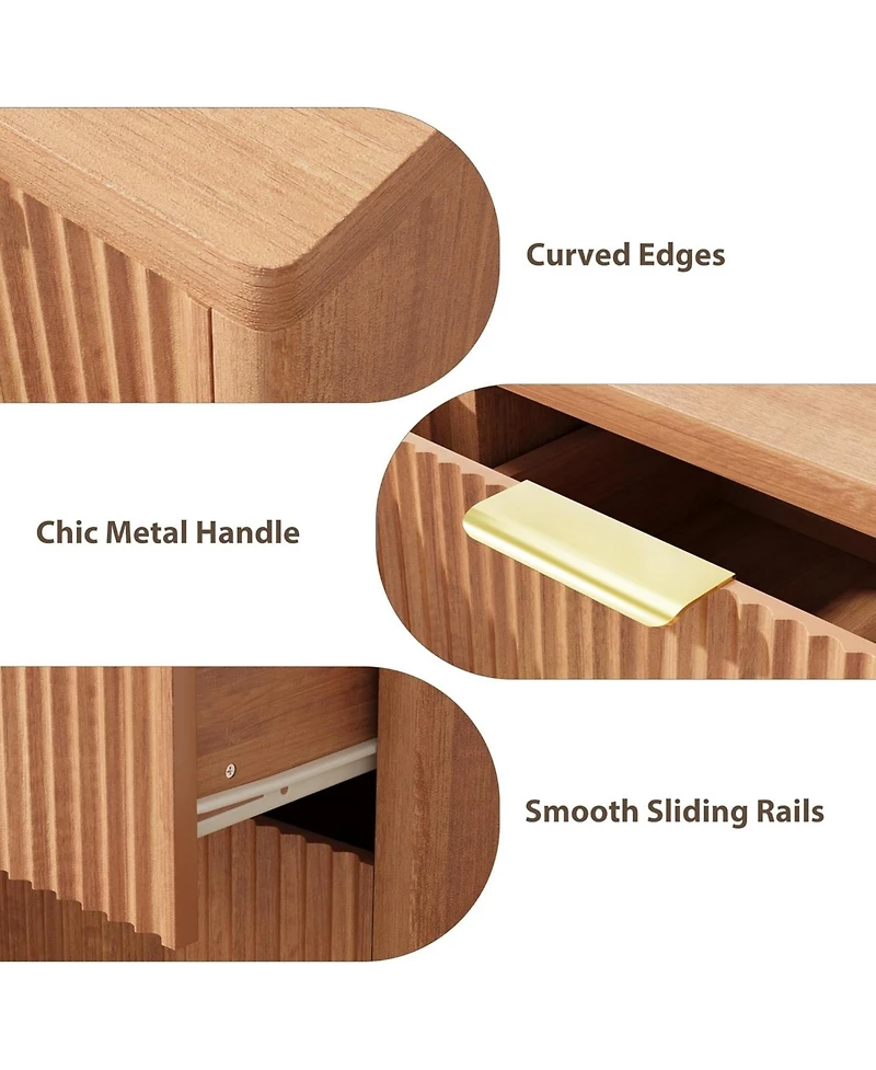 gaomon Modern 6 Drawer Dresser for Bedroom, 47 in Wood Chest of Drawers, Compact Nursery Dresser Storage Cabinet