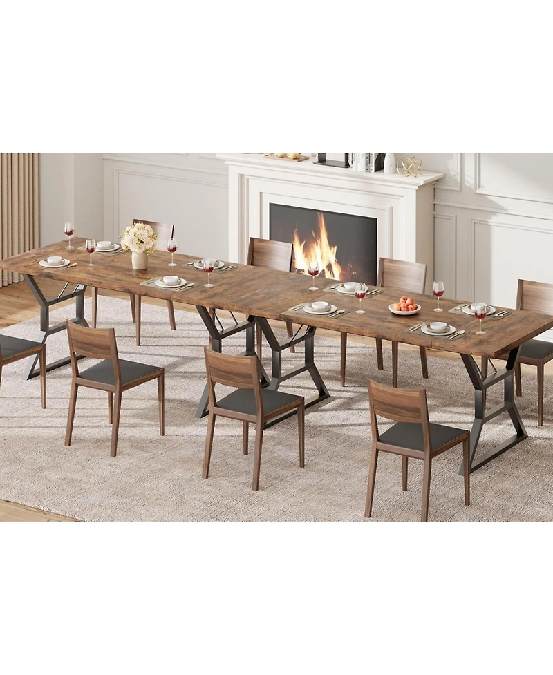 gaomon 70.9 Large Dining Room Table for 6, Rectangular Kitchen with Heavy Duty Metal Legs, Farmhouse Wooden Big Family