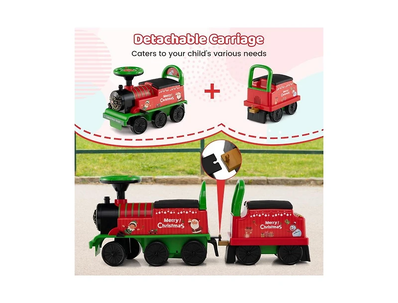 Slickblue Kids Ride On Train 6V 2 Seater Carriage Led Lights