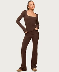 Edikted Women's Oriane Foldover Flared Leggings