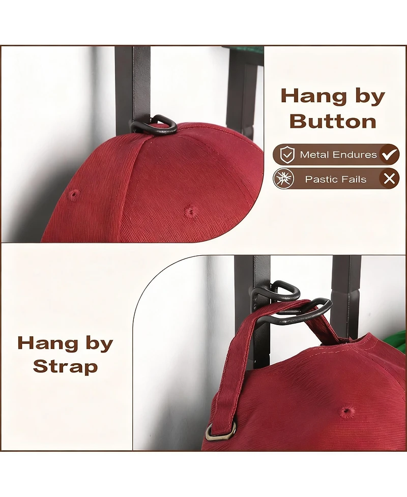 Yigii Wall Hat Rack with Shelves for Hats, Caps, & Decor