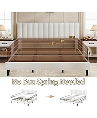 gaomon King Size Upholstered Platform Bed Frame with Adjustable Vertical Tufted Headboard, Sturdy Wooden Slats, Noise Free Modern Bed