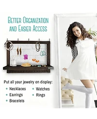 Yigii Rustic Space Saving Wall Organizer for Jewelry and Accessories