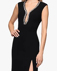 B&A By Betsy and Adam Women's Keyhole Neck Ball Gown