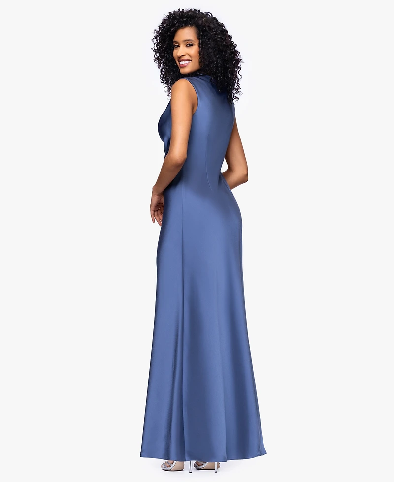Betsy & Adam Women's Cowl Neck Ball Gown