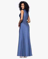 Betsy & Adam Women's Cowl Neck Ball Gown