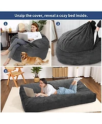 gaomon 2 in 1 Bean Bag Chairs for Adults, Large Bean Bag Chairs, Convertible Floor Cushions for Adults