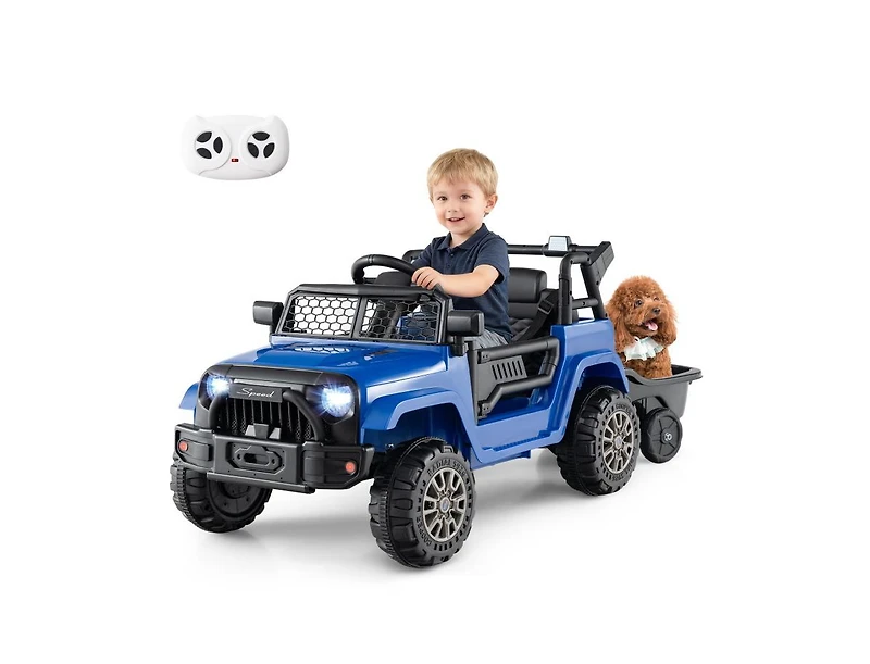 Slickblue 12V Kids Ride-On Utv with Detachable Trailer, Battery Powered