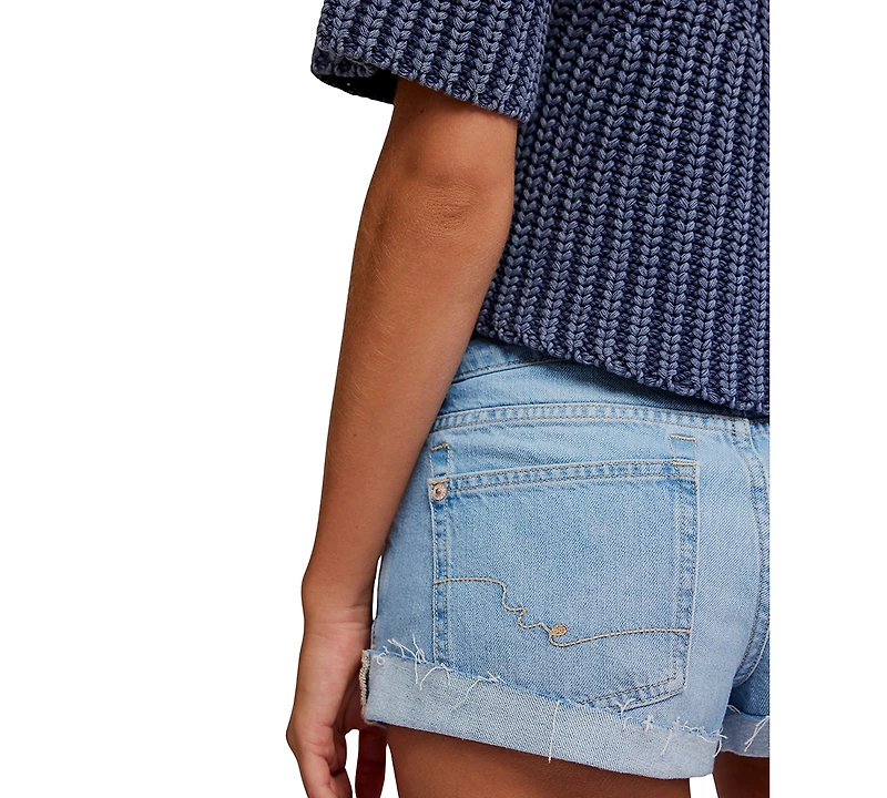 Free People Women's Cali Cuffed Mid-Rise Shorties