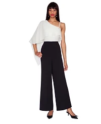 White Tie by Shani Women's One-Shoulder Cape Jumpsuit