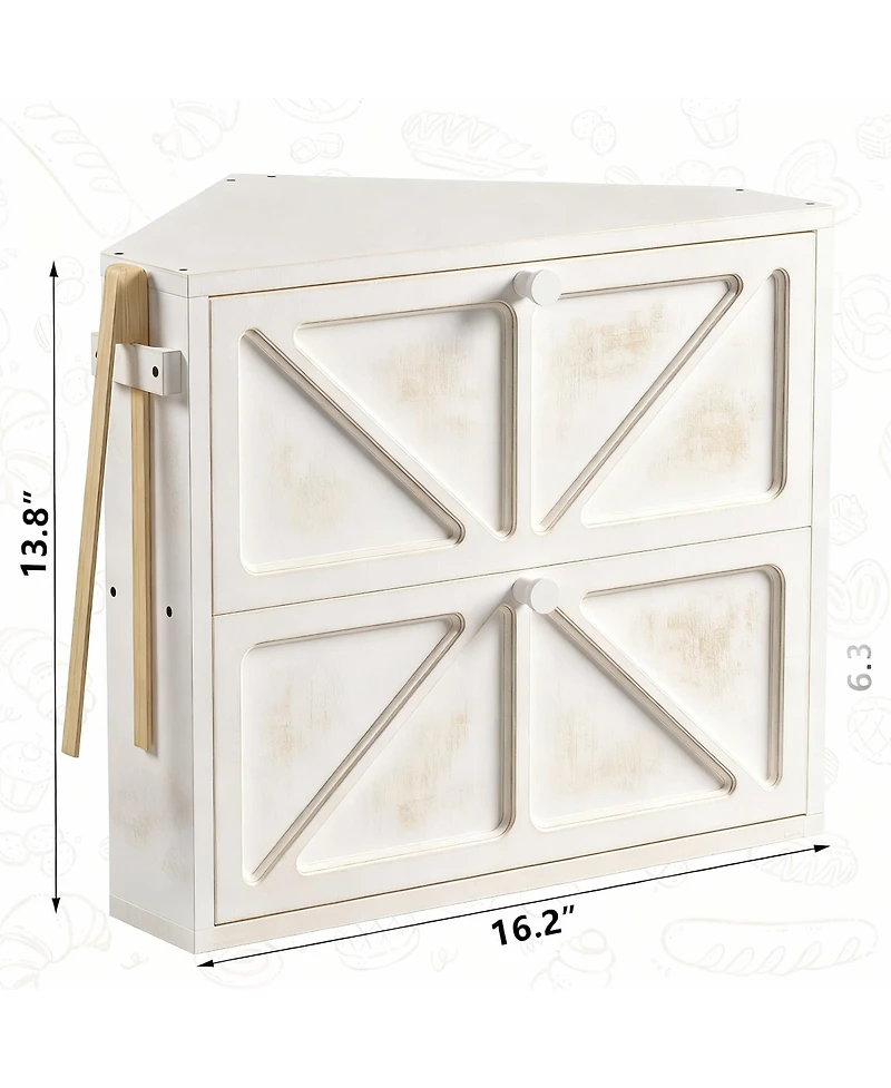Yigii Double-Tier Rustic Bread Box for Kitchen, Corner Fit, Large Capacity