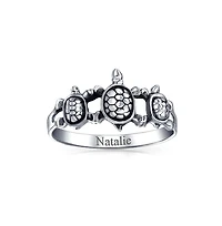 Bling Jewelry Nautical Hawaii Bff Friendship Three Best Friends Family Sea Turtle Ring Band .925