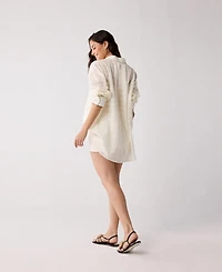 Reistor Women's Oversized Shirt Cover-up Textured Checks