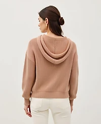 Modenaire Women's Button-Front Knit Drop-Shoulder Hoodie