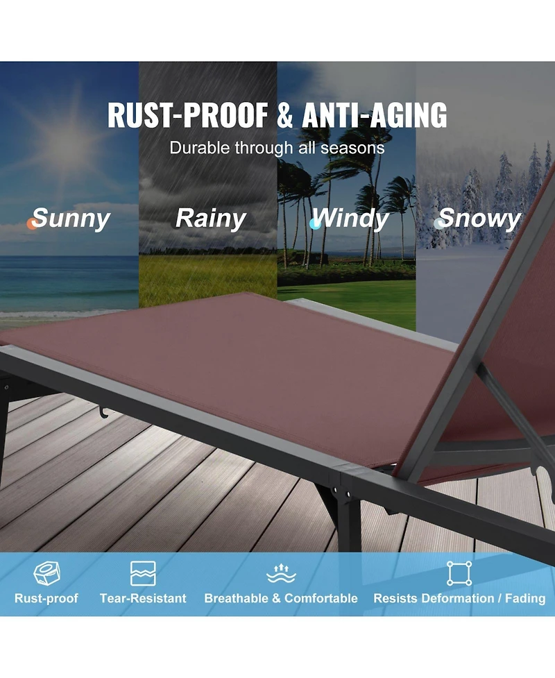 Draft - Mecale Outdoor Patio Chaise Lounge Chair with Adjustable 5-Position Backrest