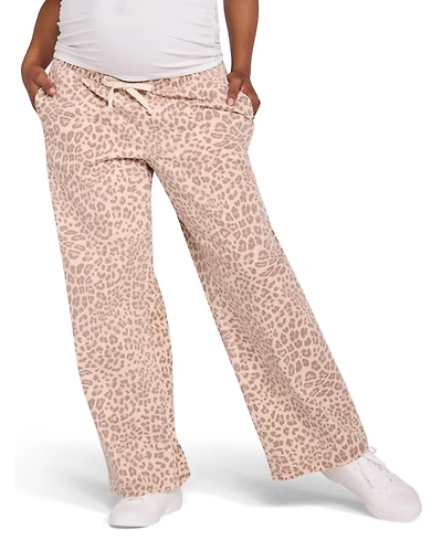 Motherhood Maternity Women's Under the Belly Tie Waist Denim Wide Leg Pant