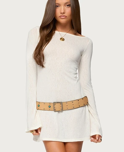 Edikted Women's Noria Sheer Flared Sleeve Mini Dress