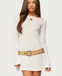 Edikted Women's Noria Sheer Flared Sleeve Mini Dress