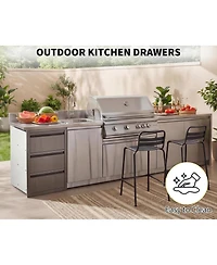 gaomon Outdoor Kitchen Drawers D Flush Mount Triple Drawers, Stainless Steel Drawer for Outdoor Kitchen Island