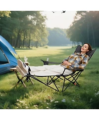 Mecale Reclining Camping Chair with Removable Footrest and Adjustable Backrest, Portable