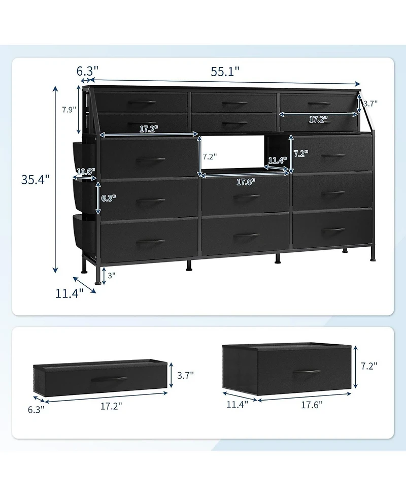 gaomon Drawer Fabric Dresser for Bedroom, Large Dresser with 2 Shelves & Wood Top, Dressers & Chests of Drawers