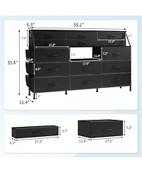 gaomon Drawer Fabric Dresser for Bedroom, Large Dresser with 2 Shelves & Wood Top, Dressers & Chests of Drawers