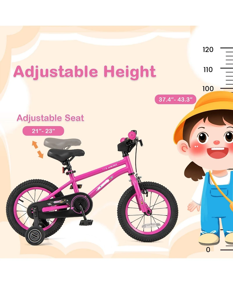 Mecale 14 Inch Kids Bike for 3-5 Years Old Adjustable with Removable Training Wheels