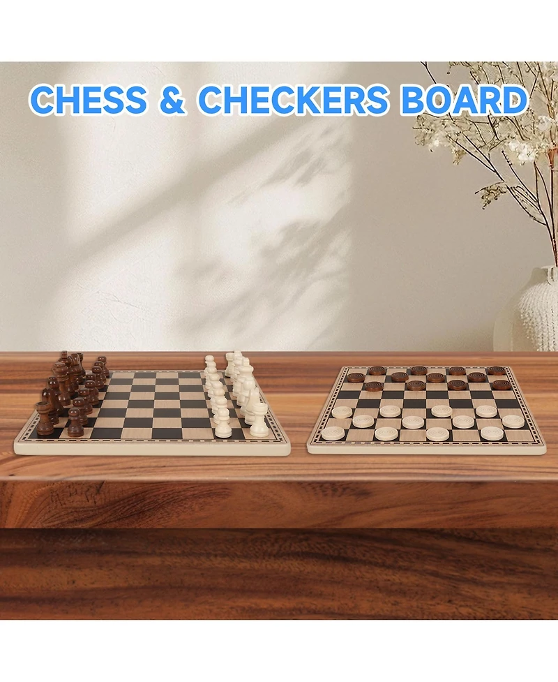 Gse Games & Sports Expert Premium 3-in-1 Carbon Fiber Folding Chess, Checkers & Backgammon Set by Gse