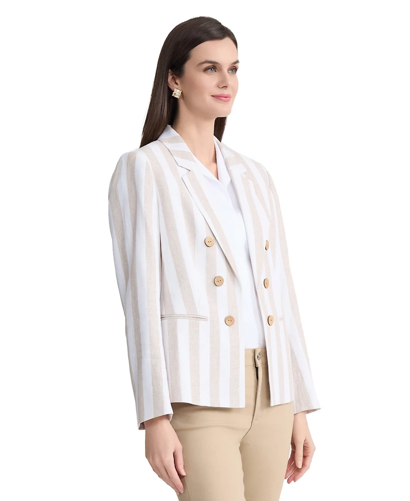 Jones New York Petite Faux Double-Breasted Collared Jacket