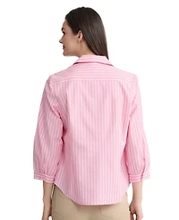 Jones New York Petite Button Front Collared Top