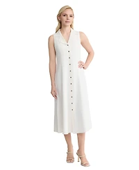 Jones New York Petite Sleeveless Collared Maxi Shirt Dress