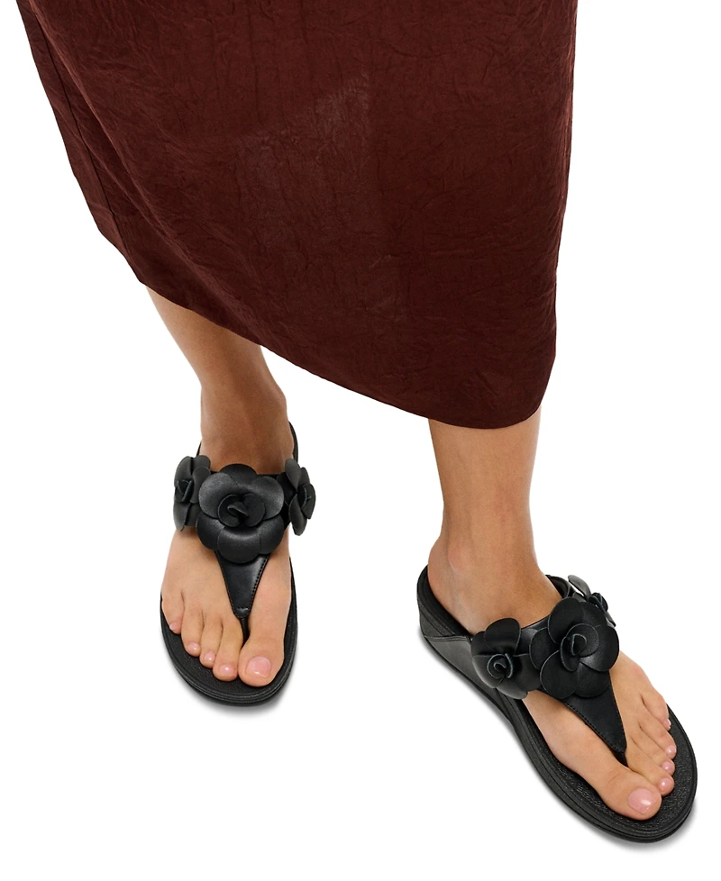 FitFlop Women's Lulu Flower Toe Post Slip-On Sandals