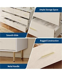 gaomon 6 Drawer Dresser, Modern White Chest of Drawers with Gold Metal Legs and Handles, Large Double Wooden Dresser for Bedroom