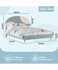 gaomon Bed Frame with Upholstered Round Teddy Boucle Headboard (Arch Design