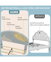 gaomon Bed Frame with Upholstered Round Teddy Boucle Headboard (Arch Design