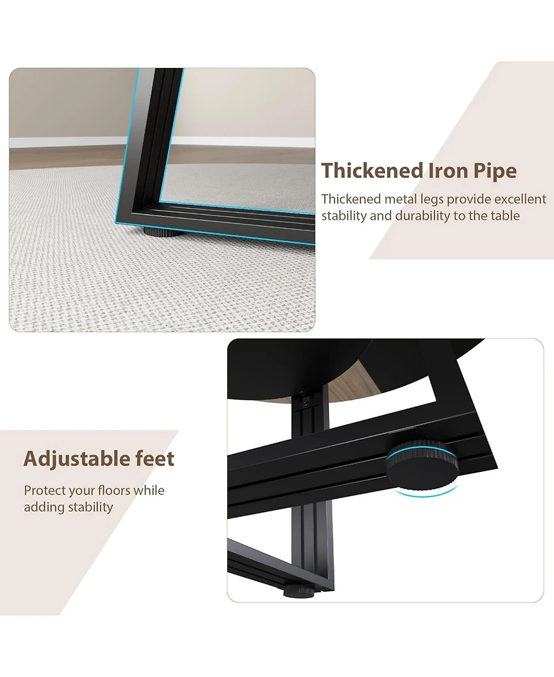 gaomon Round Dining Table for 4-6, 47.2" Farmhouse Kitchen with Storage, Circle Dinner Tables Kitchen, Room, Living Room